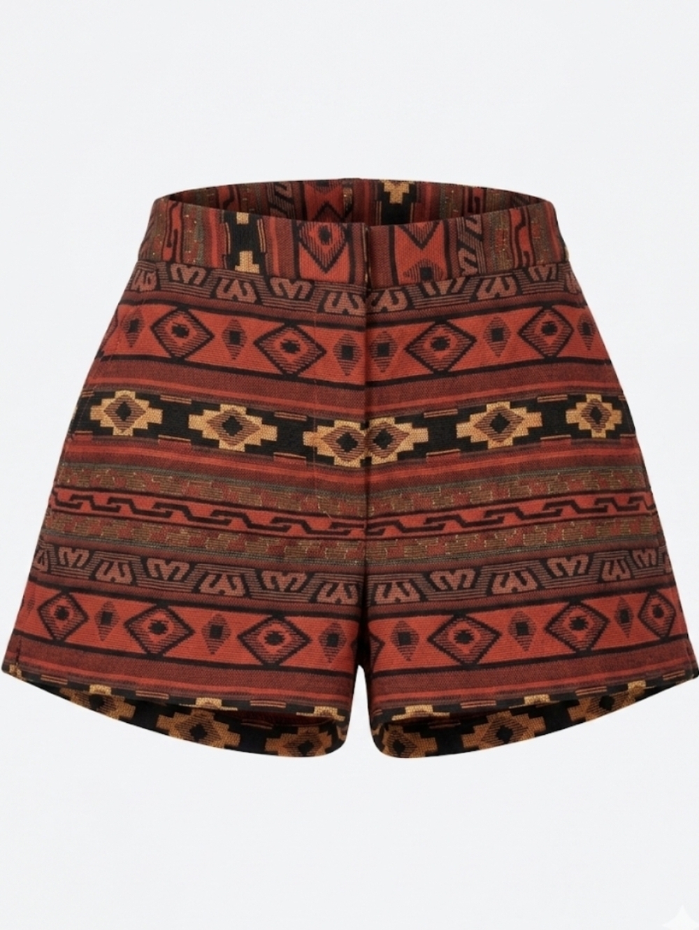 BCBGeneration Red Geometric Aztec Tapestry Shorts High Rise Southwestern Boho 6